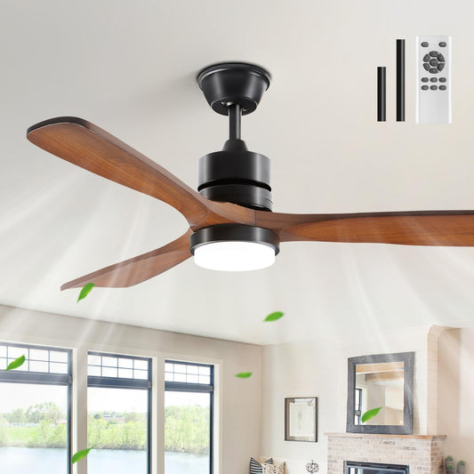 52” Ceiling Fans with Lights with Remote Control,Indoor Wood Ceiling Fan with 3 Blade for Patio Living Room, Bedroom, Office, Summer House, Etc