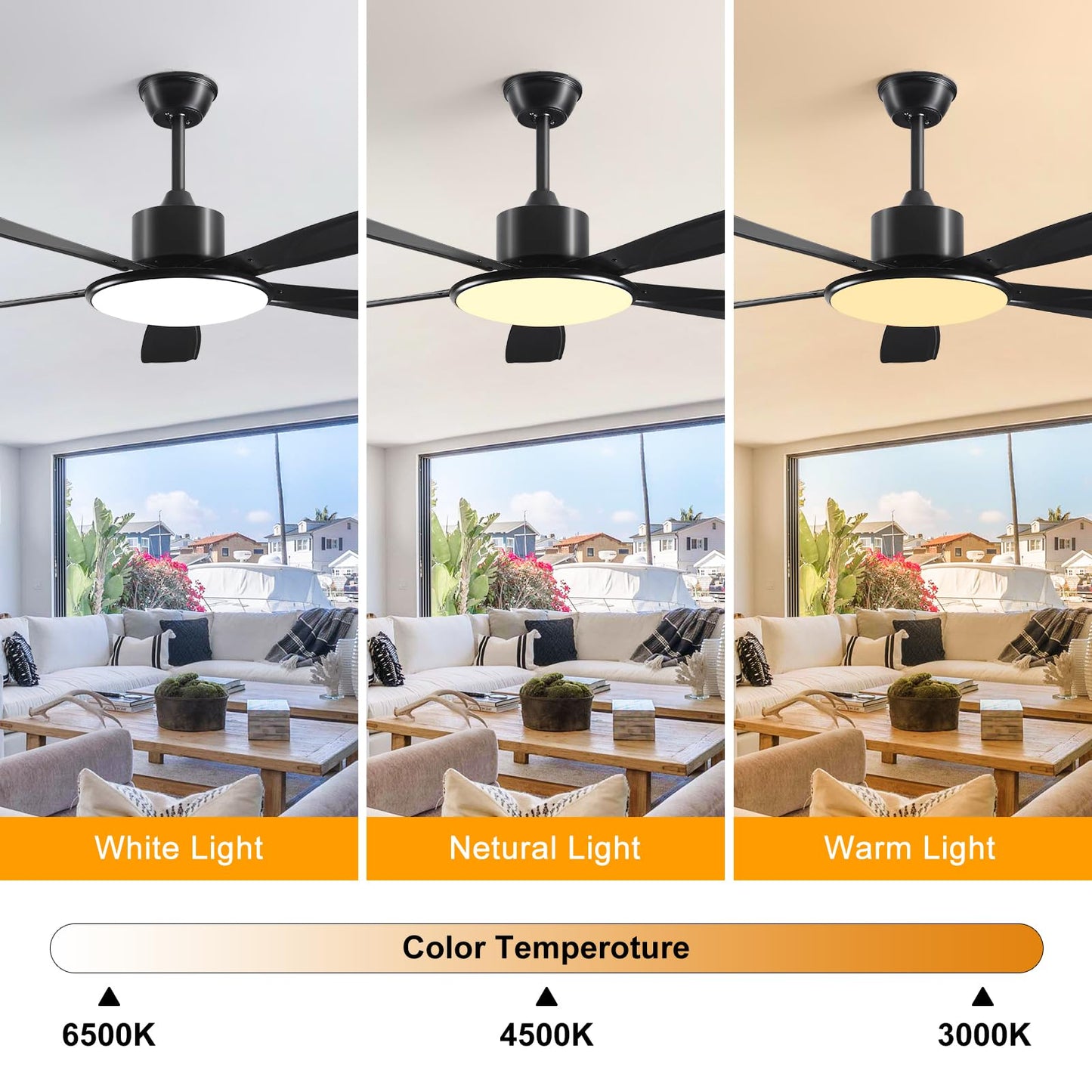 52 Inch Low Profile Ceiling Fans With Lights and Remote, LED Flush Mount Black Ceiling Fan with Quiet DC Motor, Dimmable 6 Speeds Reversible Modern Ceiling Fan for Bedroom, Living Room