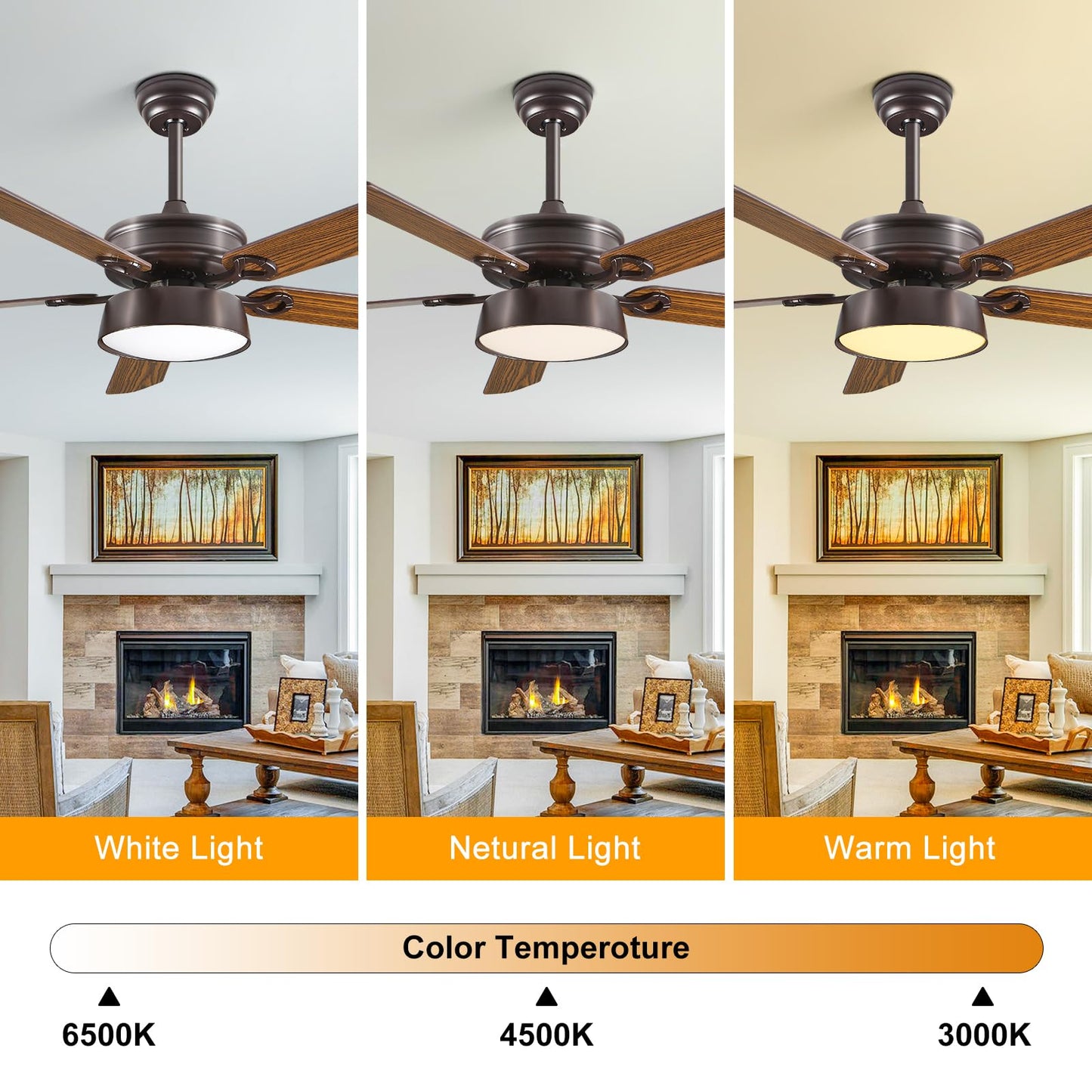 52 Inch Low Profile Ceiling Fans With Lights and Remote, LED Flush Mount Black Ceiling Fan with Quiet DC Motor, Dimmable 6 Speeds Reversible Modern Ceiling Fan for Bedroom, Living Room