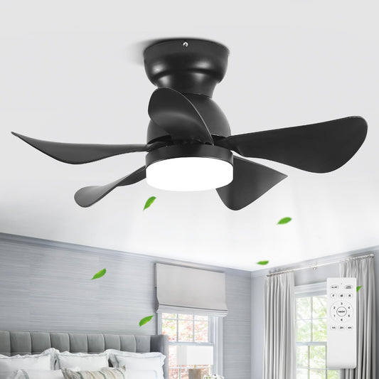 Modern Enclosed Ceiling Fan with Light Indoor with Remote Control, Black Caged Industrial Ceiling Fan Light Kit for Living Room, Bedroom, Kitchen